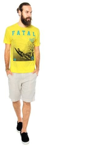 Camiseta Fatal S Estampa Flame Amarela