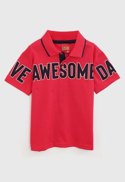 Camisa Polo Kyly Infantil Lettering Vermelha - Marca Kyly