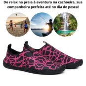 Kit Sapatilha Feminino Aqua01 Antiderrapante Confortável Para Piscina Praia Rosa   Relógio Led - Marca Yes Basic