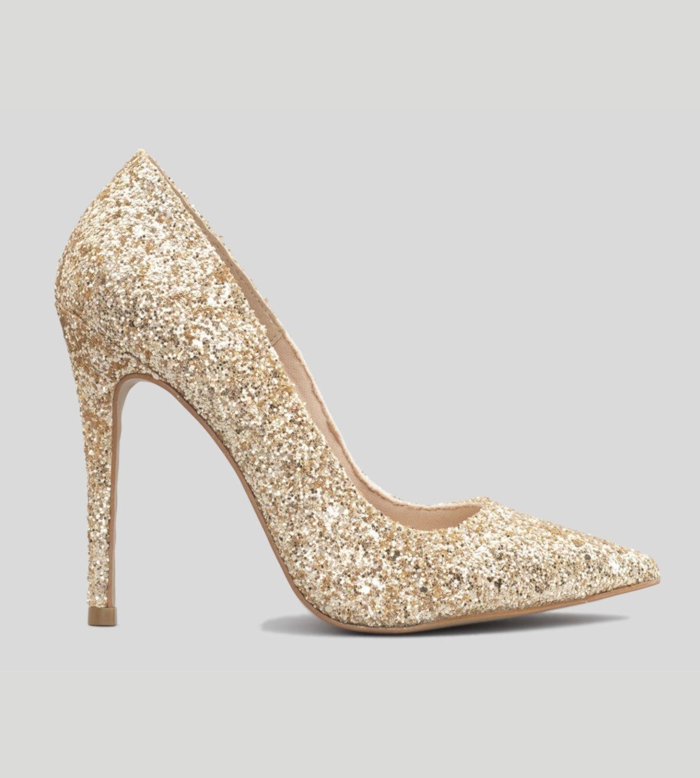 Scarpin Salto Fino 12cm Glitter Ouro CBK  Dourado - Marca CHIBINSKI