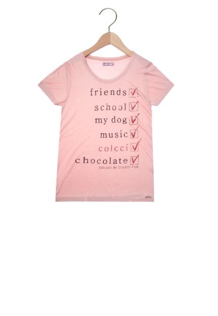 Camiseta Colcci Fun Check Rosa - Marca Colcci Fun