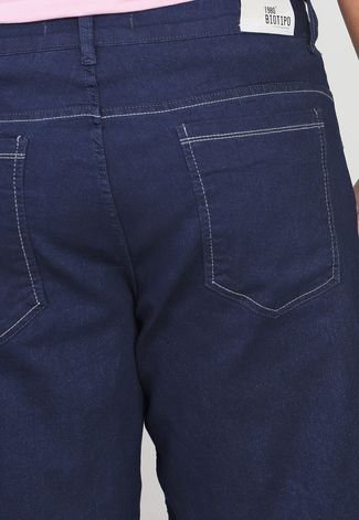 Bermuda Jeans Biotipo Reta Pespontos Azul