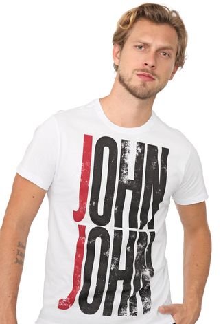 Camiseta John John Branca e Azul, Camiseta Masculina John John Usado  87413768