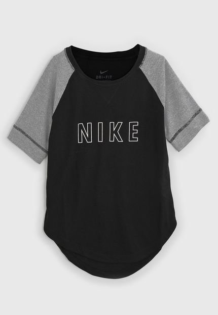 Camiseta Nike Infantil Raglan Preto/Cinza - Marca Nike