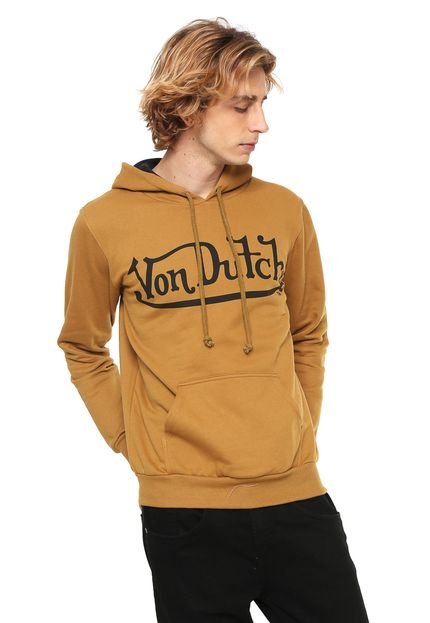 Moletom Flanelado Fechado Von Dutch Logo Amarelo - Marca Von Dutch 