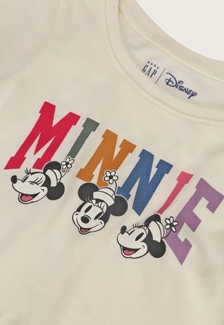 Camiseta Infantil GAP Minnie Off-White