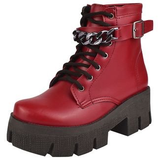 Coturno Feminino Donatella Shoes Confort com Corrente Vermelho