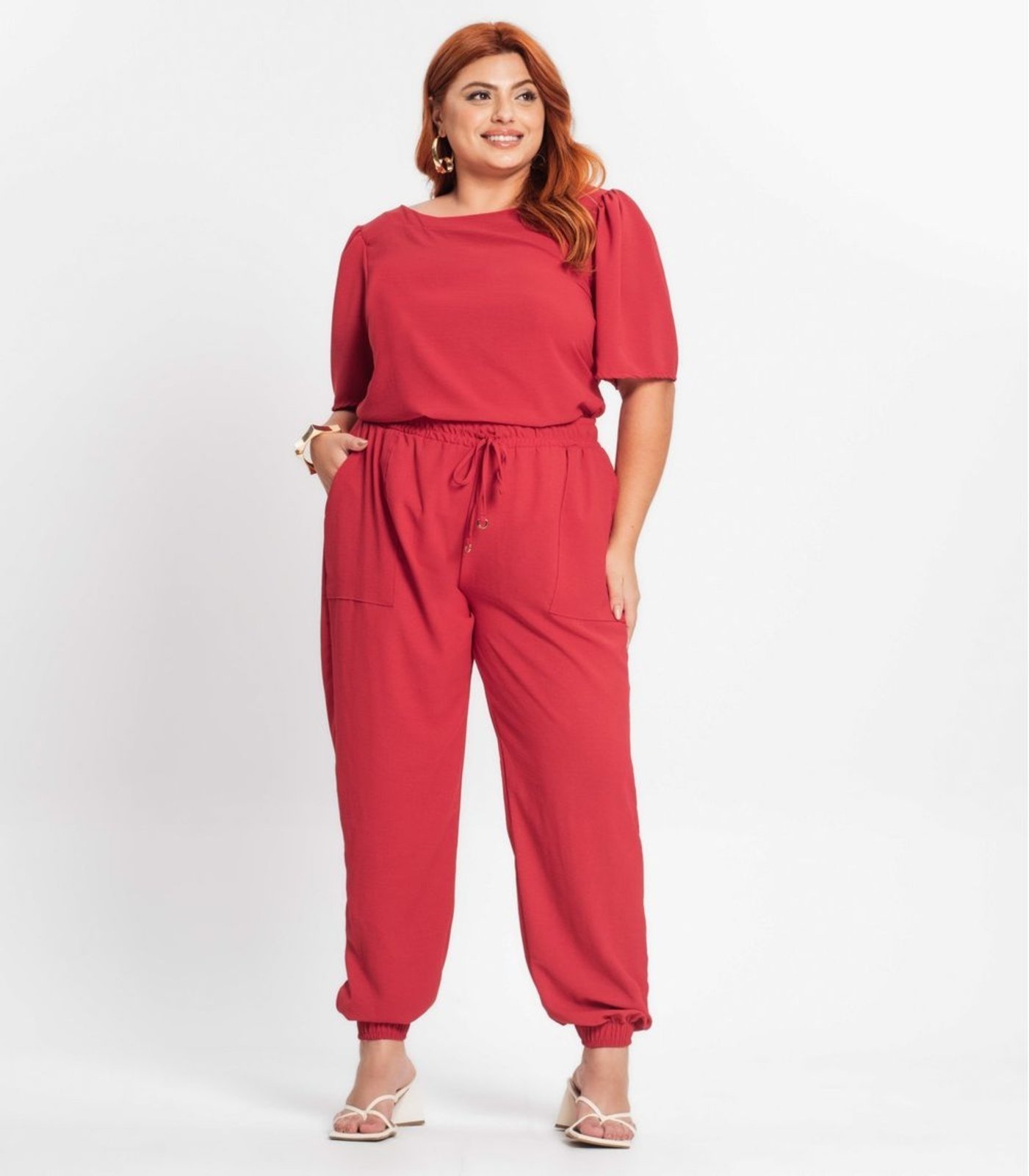 Calça Jogger Feminina Plus Size Secret Glam Vermelho - Marca Secret Glam