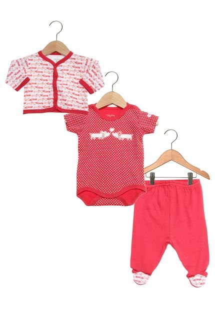Kit Bodies Tilly Baby Estampado Infantil Vermelho - Marca Tilly Baby