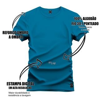 Camiseta Plus Size Unissex Premium T-shirt Ted Bad Frente Costas - Azul