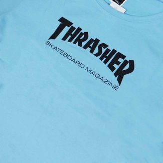 Camiseta Thrasher Skate Mag Logo Masculina Azul Claro