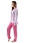Kit 2 Pijamas 4 Estações Com Botão Amamentação Manga Longa Feminino Rosa/Vermelho - Marca 4 Estações