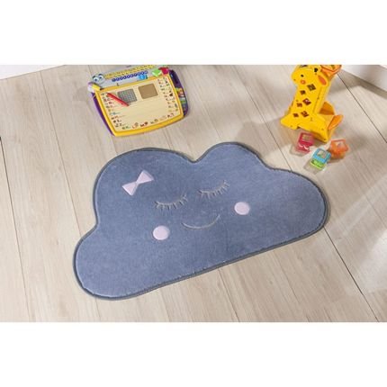 Tapete para Quarto Infantil Formatos Baby - 82 cm x 52cm - Nuvem Cinza e Rosa - Marca Guga Tapetes