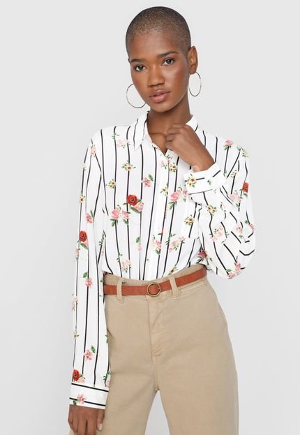 Camisa Facinelli by MOONCITY Floral Off-White - Marca Facinelli