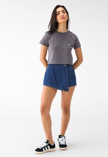 Camiseta Cropped Aeropostale Reta Mini Icon Grafite - Marca Aeropostale