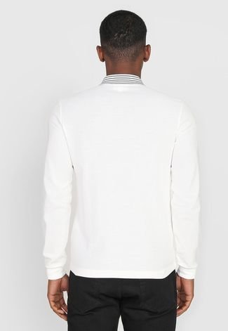 Camisa Polo Lacoste Reta Bordado Off-White