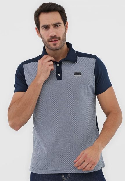 Camisa Polo Fatal Reta Padronagem Azul-Marinho - Marca Fatal