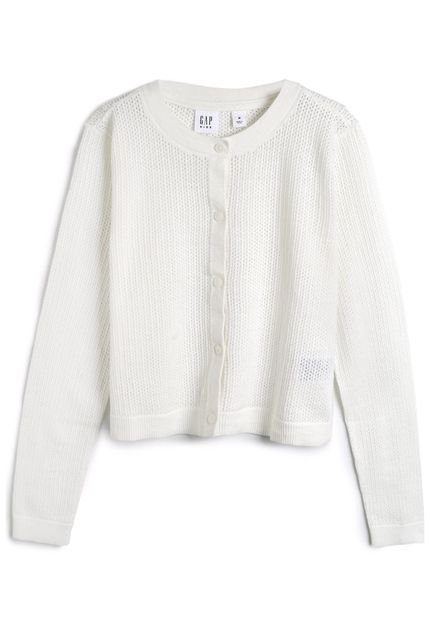 Cardigan GAP Infantil Tricot Liso Off-White - Marca GAP