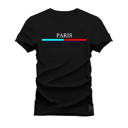 Camiseta Plus Size Premium Algodão Estampada Paris Tira - Preto - Marca Nexstar