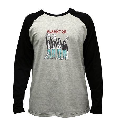 Camiseta Alkary Raglan Manga Longa Ramones Mescla e Preta. - Marca Alkary