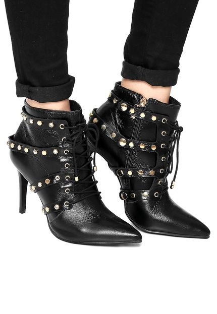 Ankle Boot Couro Jorge Bischoff Tachas Preta - Marca Jorge Bischoff