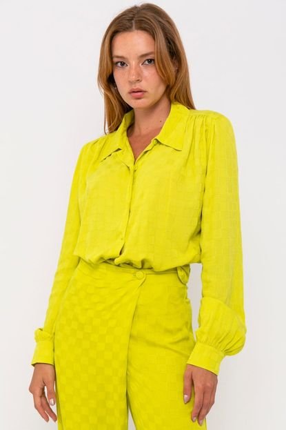 Camisa Feminina Viscose Collection Dama Quadriculada Smk Verde Claro - Marca SMK