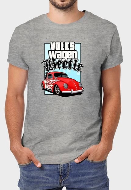 Camiseta Masculina Cinza VW Beetle Algodão Premium Benellys - Marca Benellys