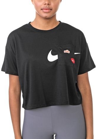 Camiseta Cropped Nike W Nk S/s Top Gx Icn Preta
