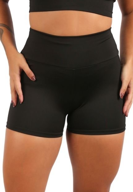 Short Curto Suplex Golden Fitness Academia Bermuda Cintura Alta Preto - Marca Golden Modas