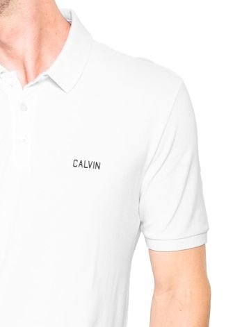 Camisa Polo Calvin Klein Jeans Estampada Branca