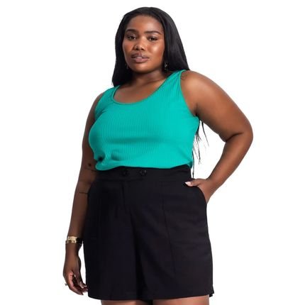 Regata Feminina Rovbitex Plus Size Canelada Verde - Marca Rovitex