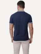 Polo Aramis Masculina Piquet Duplo Gola Jacquard Azul Marinho - Marca Aramis