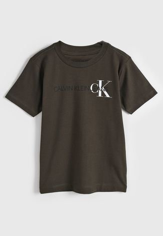 Camiseta Calvin Klein Kids Infantil Logo Verde