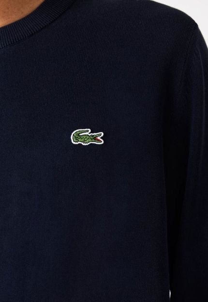 Suéter masculino em algodão orgânico com decote careca - Marca Lacoste