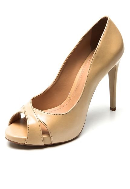 Peep Toe DAFITI SHOES Recorte Cruzado Bege - Marca DAFITI SHOES