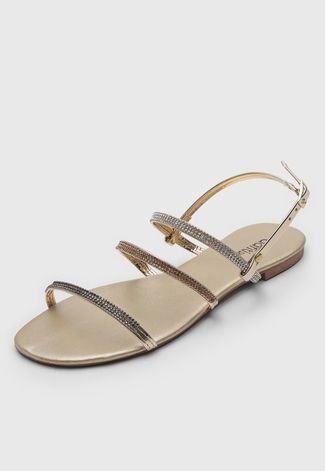 Rasteira Dafiti Shoes Metalizado Dourada - Compre Agora