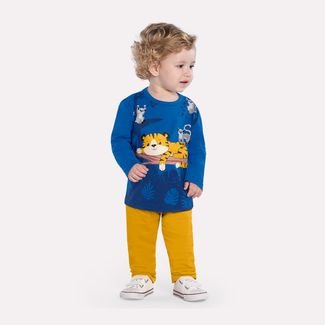 Conjunto Infantil Menino Kyly Estampa de Bichinhos Azul