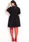 Vestido Em Crepe Plano Maquinetado Preto Quintess - Marca Quintess