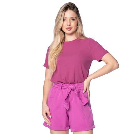 Blusa Feminina Biamar Canelada Gola Redonda Rosa Escuro - Marca Biamar