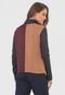 Suéter Tricot Calvin Klein Lurex Color Block Dourado/Vinho - Marca Calvin Klein