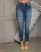 Calça Jeans Skinny Feminina Cintura Média Bielástico Extreme Power Abertura Barra 23395 Escura Consciência - Marca Consciência