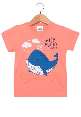 Camiseta Duzizo Manga Curta Baby Menino Coral