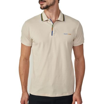 Camisa Polo Colcci Colors Pr25 Bege Taupe Masculino - Marca Colcci