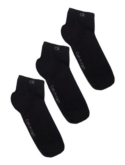 Meia Calvin Klein Cano Curto CK Preta Kit 3 Pares - Marca Calvin Klein