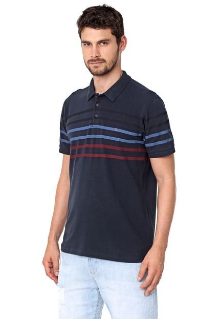 Camisa Polo Aramis Reta Listrada Azul-marinho/Vermelha - Marca Aramis