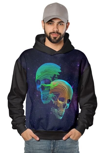 Casaco de Moletom Skull Galaxy Neon Color - Marca Di Nuevo