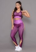 Conjunto Academia Feminino Top e Calça Esportiva Cintura Alta Linha Premium Roxo - Marca DL