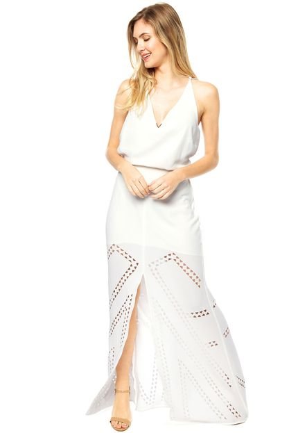 Vestido Longo Carmim Angeline Mosaic Branco - Marca Carmim