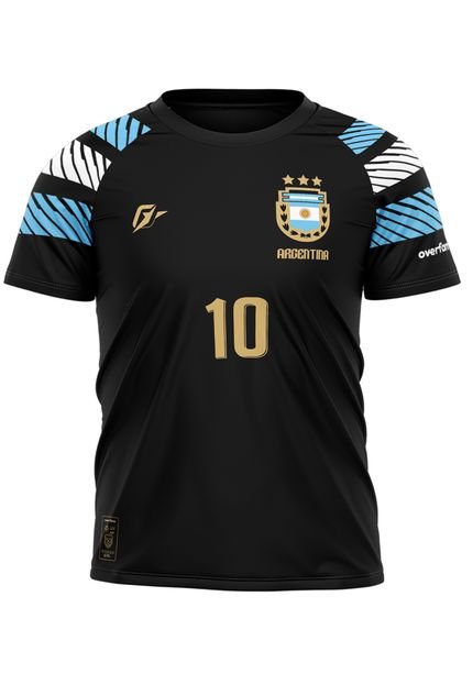 Camiseta Filtro UV Infantil Argentina Copa Preto Tri Campeã - Marca Over Fame