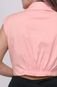 Camisa Cropped Regata Pregas Bolso Rosa Claro - Marca RAIZZIS